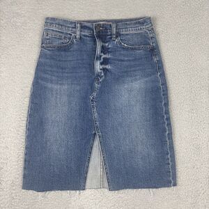 Joe's Jeans High Rise Violet Blue Denim Raw Hem Pencil Skirt Knee Length Size 26